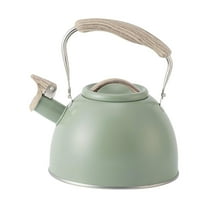 Whistling Kettle Sounding Kettle with Wooden Handle 3L Large Capacity Picnic Tea Pot Gifts for , Light Green