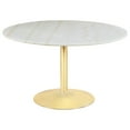 thumbnail image 2 of Miekor Furniture Raleigh White and Brass Pedestal Dining Table MK0715, 2 of 6