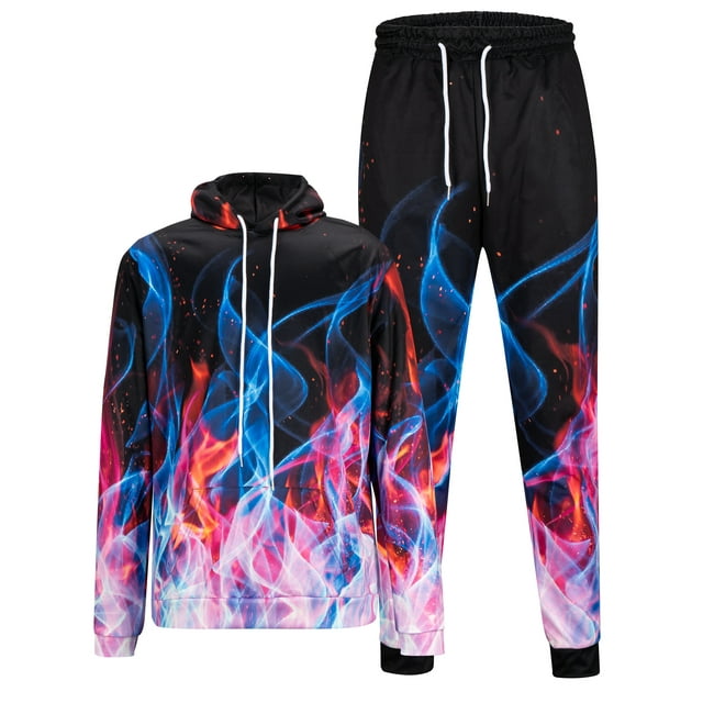 Innerwin Tracksuit Set Two Pieces Mens Jogger Sets Winter 2 Pcs Regular Fit Sweatshirts+Pant Outfits Style A 5XL