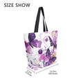thumbnail image 4 of Open Top Canvas Tote Bag with Zipper Reusable Shopping Bag 13.5x15" Roomy Carryall Purple Butterfly, 4 of 9