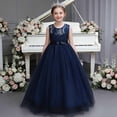 thumbnail image 4 of ATOGUTA Wedding Dresses for Girls Guest Navy Sleeveless Tulle Long Formal Wedding Pageant Party Fancy Princess Ball Gown Dresses 5T-15, 4 of 7