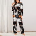 thumbnail image 2 of Kdxio Flower Horn Skull A Women's Pajama Sets Long Sleeve Button Down Sleepwear Nightwear Soft Pjs Lounge Sets-X-Large, 2 of 7