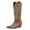 Brown, variant on Rokment Womens Retro Floral Embroidered Wide Calf Knee High Cowboy Boots Boho Suede Pointed Toe Chunky Heels Knee-Length Western Cowgirl Dress Tall Booties