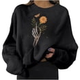 thumbnail image 1 of Mujeres moda casual estampado cuello redondo suelta manga larga blusa corta sudaderas sin capucha Fridja fjkfkj2921, 1 of 8