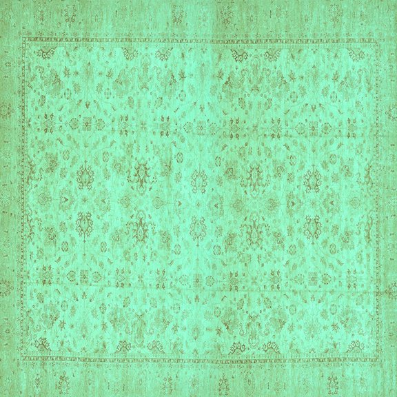 Ahgly Company Indoor Square Oriental Turquoise Blue Traditional Area Rugs, 5' Square