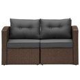 thumbnail image 2 of Cozyhom Brown Wicker Rattan Patio Loveseat,Sectional Couch Corner Chair with Armrest and Dark Gray Cushions, 2 of 7