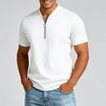 thumbnail image 2 of xfsWaSs Mens Solid Color Half Zip Short Sleeve T Shirts Stand Collar Athletic Casual Tops Breathable Gym Workout Tee Stylish T-Shirts Men Fashion Clothing, 2 of 3