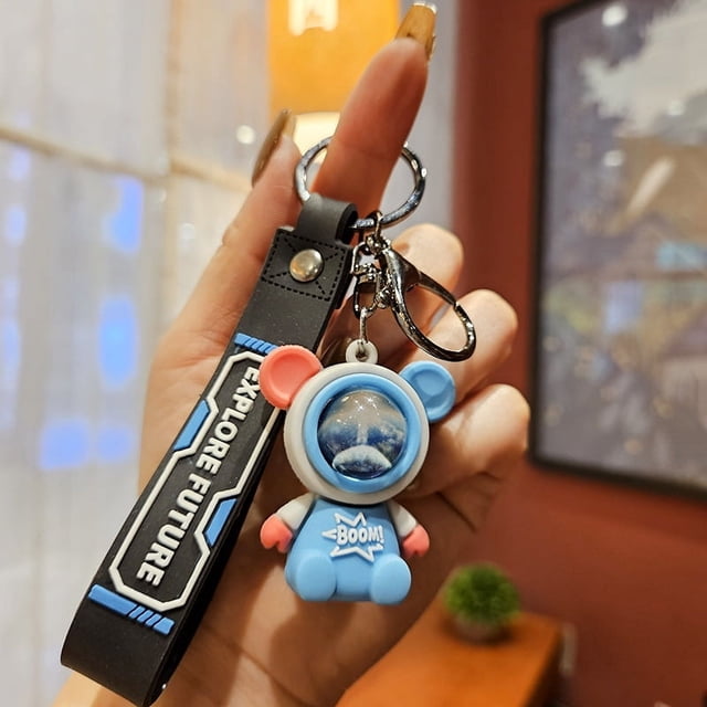 Llavero con forma de astronauta y conejo con forma de estrella errante, llavero creativo para coche, colgante para pareja, regalo, bolsa para freír, adornos colgantes