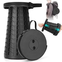 Collapsible Stool, Folding Chair - Upgraded Portable Chair with Load Capacity 400lbs, Portable Stool for Camping Fishing Hiking - Folding Stool with Carrying Straps,Gifts for Fisherman (Black)