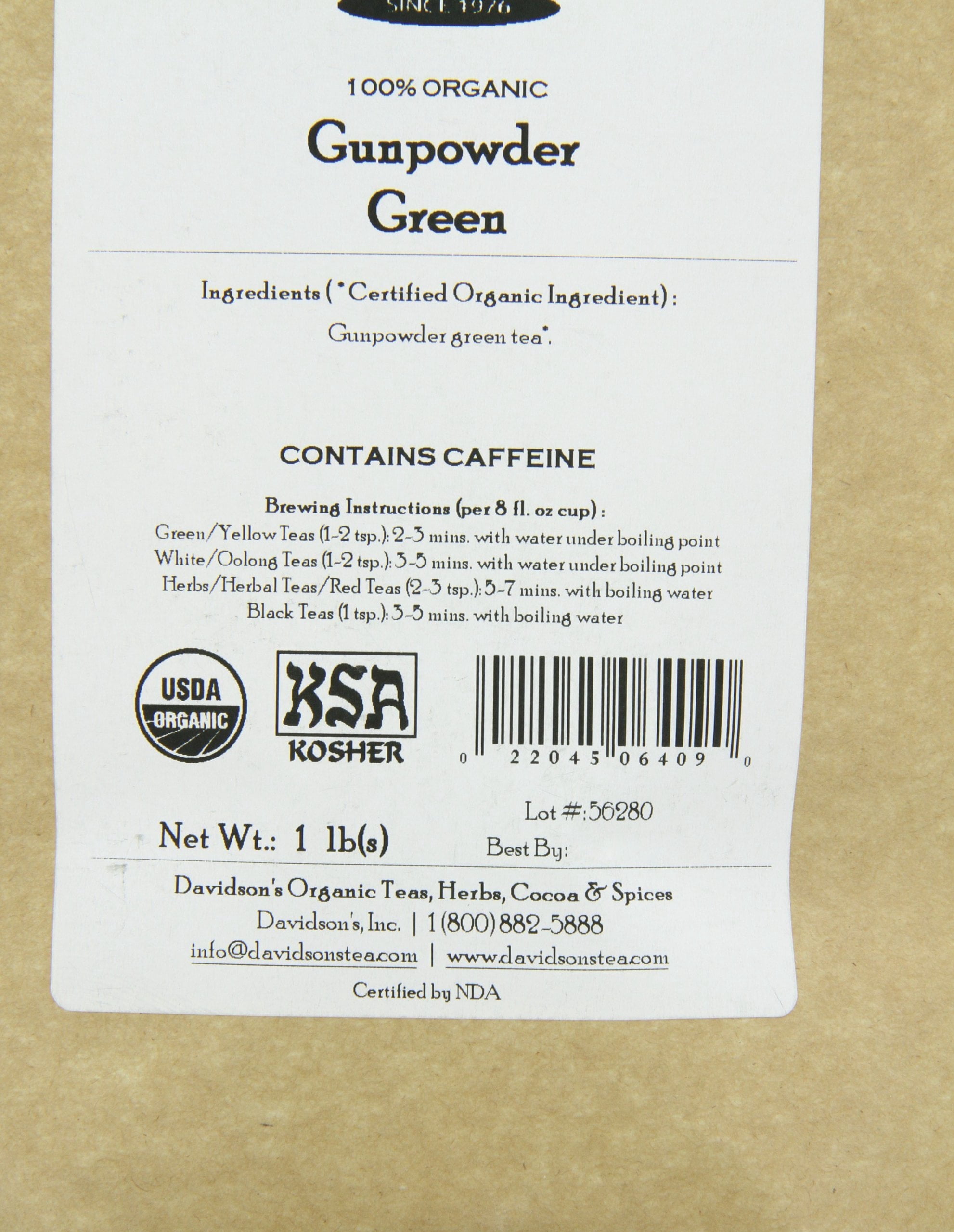 Davidson Organic Tea 6503 Bulk Matcha Green Powder Tea