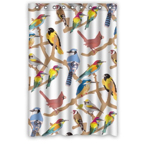 HelloDecor Bird On The Tree Shower Curtain Polyester Fabric Bathroom