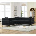 thumbnail image 4 of 81.5'' Oversized Corner Sofa, L-Shaped Sectional Sofa Couch with 3 Cushions, Modern 5-Seater Corner Sofas with Gold Metal Legs for Living Room, Bedroom, Apartment, Office, Black, 4 of 9