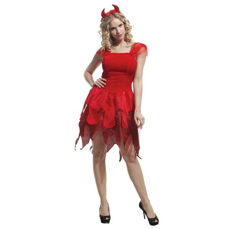 Women's Elegantly Evil Fancy Red Devil Dress Costume, S