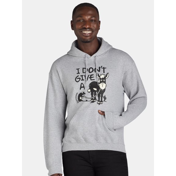 Men's and Big Men's I Don't Give a Rat Graphic Print Hoodie, S-3XL