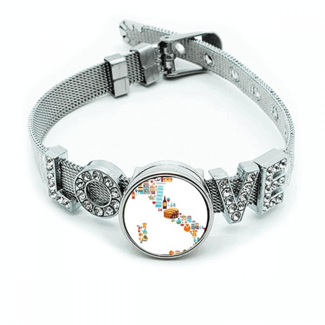 Mapa de Italia bandera nacional paisaje personalizado Pulsera pulsera pulsera de cristal amor pulsera ajustable