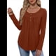 thumbnail image 3 of Camisas de Larga para Mujer, Conjuntos de Otoño, Cuello Redondo, Túnicas Casuales, Blusas de Moda, Ropa de Moda. Marrón Oscuro XL, 3 of 6