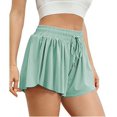 thumbnail image 1 of Workout Athletic Shorts for Womens 2 In 1 Double Layer Flowy Hem Running Shorts Biker Shorts Quick-Drawstring High Waisted Gym Yoga Tennis Shorts Butterfly Skirt, 1 of 8