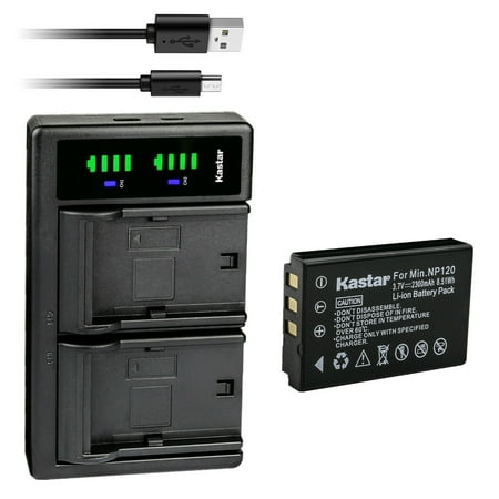 Kastar 1-Pack Q120 Battery and LTD2 USB Charger Compatible with MN35Z FHD Bridge Camera ZOOM BT-03 ZOOM BT-03 B Battery ZOOM Q8 ZOOM Q8N Recorder Camera Bell & Howell B35HDZ Camera