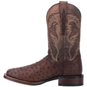 Dan Post Mens Alamosa Full Quill Ostrich Western Boot Broad Square Toe Chocolate 7 D(M) US