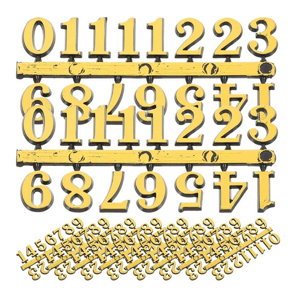 OFFIGAM 10 Sets Golden Plastic Clock Numerals Replacement Supplies for Bedroom Wall Clock Repair