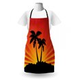 thumbnail image 3 of Silhouette Apron, Tropical Art Sunrays Palm Trees on Island, Unisex Kitchen Bib with Adjustable Neck for Cooking Gardening, Adult Size, Charcoal Grey Vermilion, by Ambesonne, 3 of 4