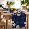 thumbnail image 3 of Burlap Table Runner 70 Inches Long, Marine Shell Starfish Conch Non-Slip Kitchen Table Runners for Dining Room Everyday Use Party Table Decorations Seamless Ocean Life Navy Blue, 3 of 9
