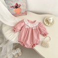 thumbnail image 2 of 2025 ropa de primavera para niñas, mono con agradable arco, mono infantil con cuello de hoja de loto de encaje, mono infantil de manga larga de una pieza de 0 a 2 años, 2 of 6