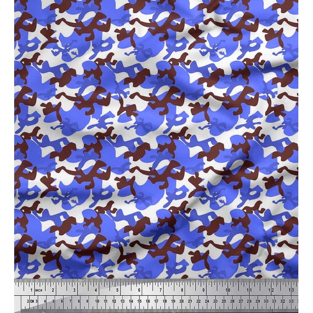 Soimoi polyester Crepe Fabric Two Tone With White Camouflage Print Sewing Fabric Yard 42 Inch Wide