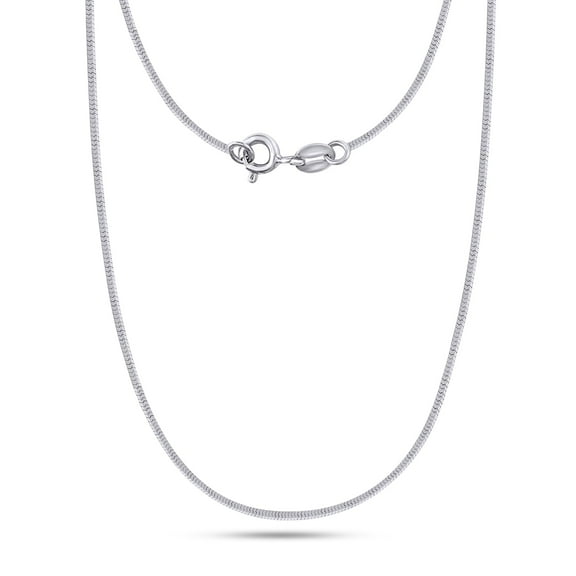 AFFY Snake Chain Necklace for Women and Men Italian Crafted 0.90mm Link Chain 16 Inch 14K White Gold Over 925 Sterling Silver with Spring Ring Clasp