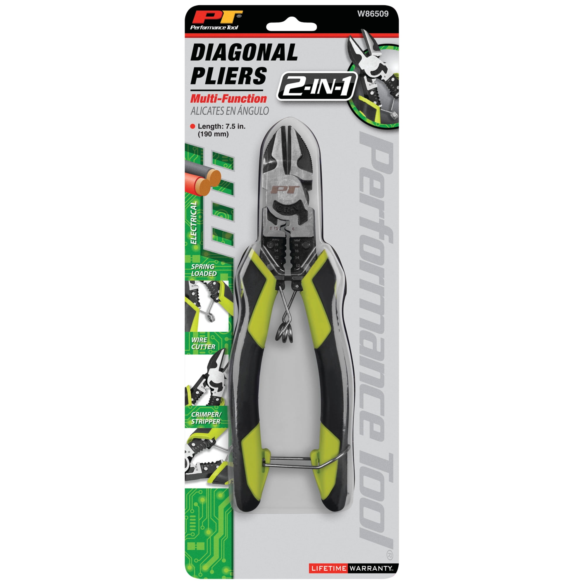 Performance Tool W86509 7-1/2" Multifunction Diagonal Pliers