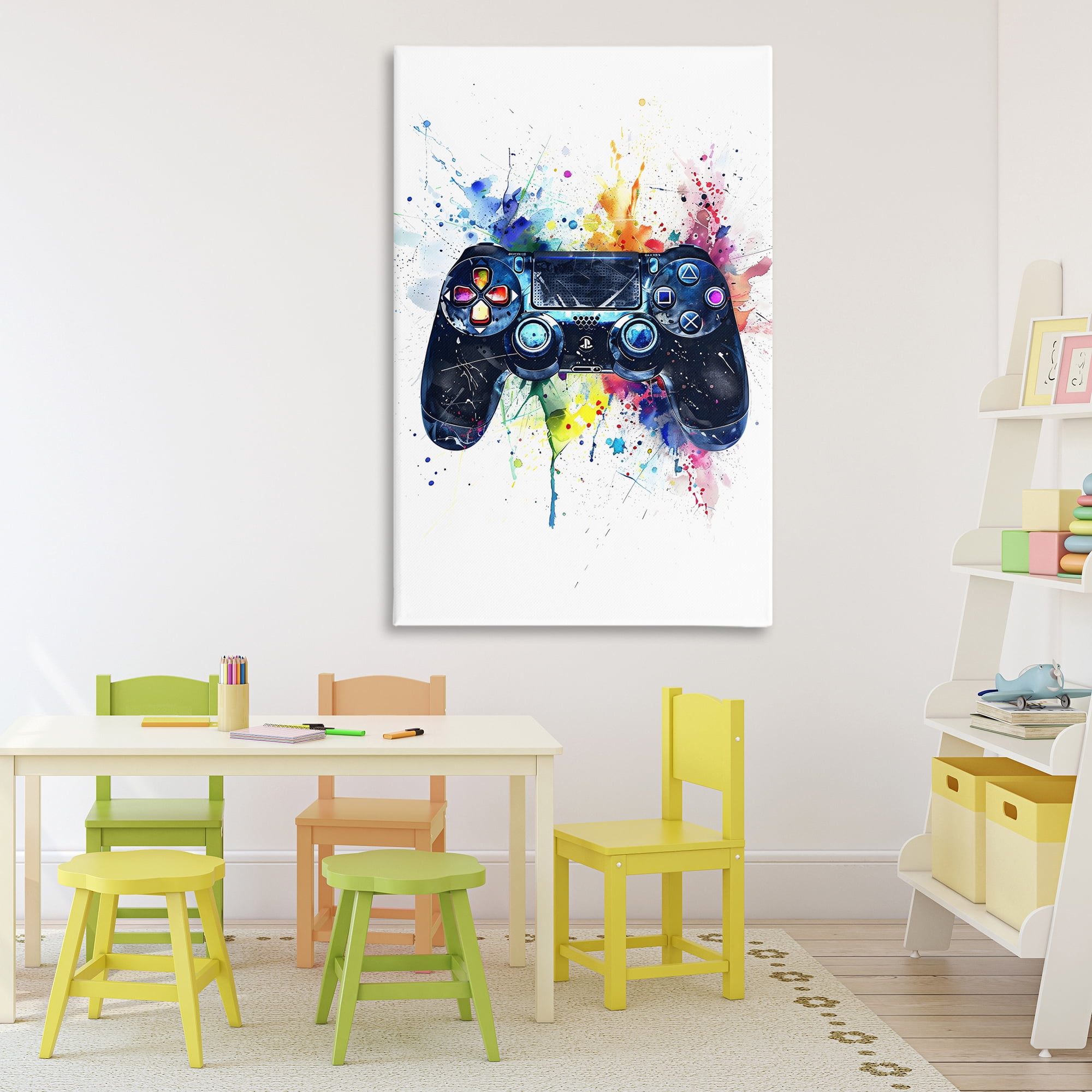 Stupell Industries Colorful Gaming Controller Splatter Canvas Wall Art, design by Creative Studio