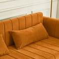 thumbnail image 5 of 82.3" Sleeper Sofa Bed,Pull-Out Couch Bed with Rolled Arms with Copper Nails, 3 in 1 Modern Velvet Upholstered 3 Seats Sofabed with 2 Drawers, 2 Pillows for Living Room, Guests, Small Spaces, Orange, 5 of 15