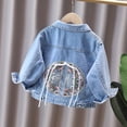 thumbnail image 6 of YHAJDS Girls Denim Jacket Long Sleeve Embroidery Traditional Stitch Pocket Button Front Coat, 6 of 8
