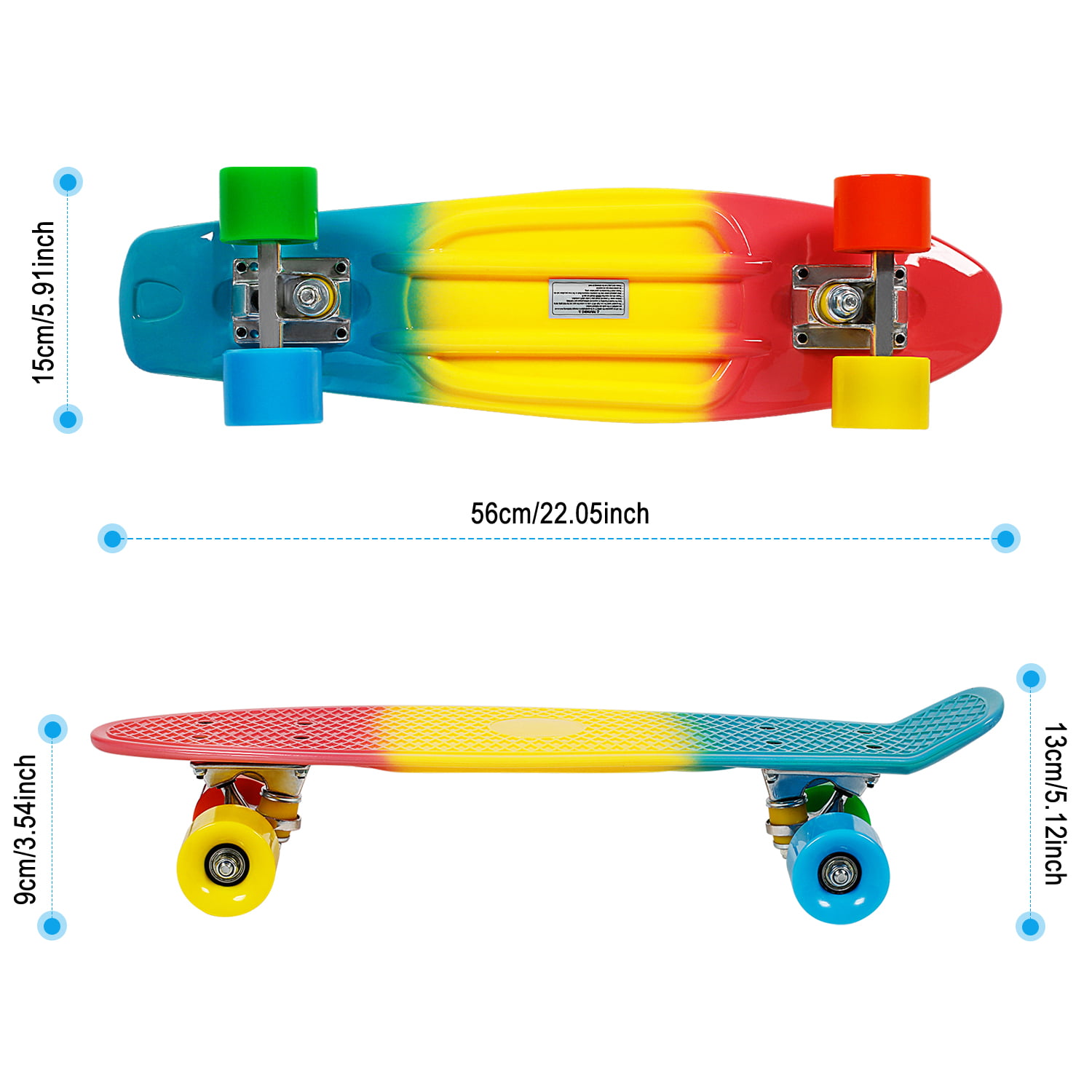 Kids Pro Stunt Mini Skateboard Beginner Children Tricks Plastic Skateboard  for kids with T Tool Accessory Blue 