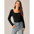 thumbnail image 3 of DARING DIVA Square Neck Sweater Bodysuit Blouse Tops L Black, 3 of 6