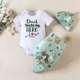 thumbnail image 2 of Otqutp Kids Birthday Outfits Set Toddler Boys Short Sleeve Cartoon Letter Prints T Shirt Tops Pants Hat 3PCS Outfits Clothes Set, 2 of 9