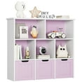 thumbnail image 7 of Homfa Toy Storage Organizer with 3 Movable Drawers, 5 Cube Bookcase for Playroom, Storage Cabinet for Living Room, Pinkish Purple Finish, 7 of 7