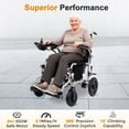 thumbnail image 3 of MediNex Lightweight Portable Electric Wheelchair,20+ Miles Range,All Terrain Motorized Wheelchair for Seniors,350lbs,500W Motors, Silver,Wide, 3 of 8