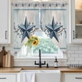 thumbnail image 6 of Texas Star Blue Swag Valances for Windows, Kitchen Window Curtains Over Sink, Farmhouse Country Branches Wooden Grain Window Treatment Curtains for Living Room/Bedroom Curtains 2 Panel Sets 36"x45", 6 of 8