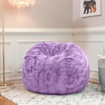 thumbnail image 3 of Jaxx Saxx 3 Foot Bean Bag Chair For Kids - Faux Fur - Fun Colors Bellflower Purple, 3 of 5