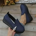 thumbnail image 2 of Dark Blue Women'S One-Foot Loafers With Round Toe And Flat Thick Sole Casual Winter All-Match Design, 2 of 9