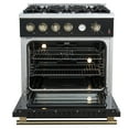 thumbnail image 2 of Marco 30-inch Gas Range Black & Antique Brass Design, 4 Burners 37,000 BTU, 4.32 cu.ft. Convection Oven, 2 of 5