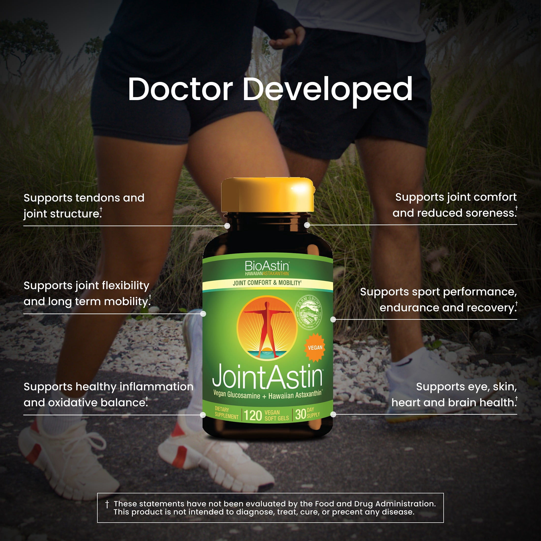 Nutrex Hawaii BioAstin Hawaiian Astaxanthin - Joint Comfort and Mobility - Combo of Flaxseed Oil, Vegan Glucosamine and Astaxanthin Grown in Kona, Hawaii- Vegan - 12mg High Potency, 120 Softgels