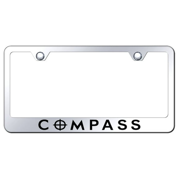 Jeep Compass Laser Etched Logo Stainless Steel License Plate Frame (Chrome)