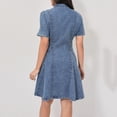 thumbnail image 2 of Abomasnow Women's Denim Dress Button Down Short Sleeve Collared Knee Length Shirt Dress Casual Work Beach Vacation Jean Dress, 2 of 8