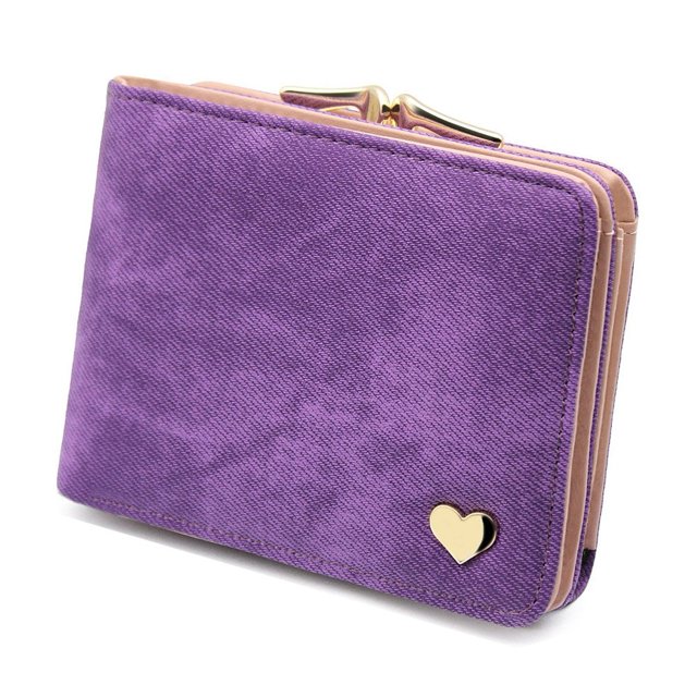 Ladies Small Heart Decoration Purse Wallet Short Small Purse Large Capacity Wallets