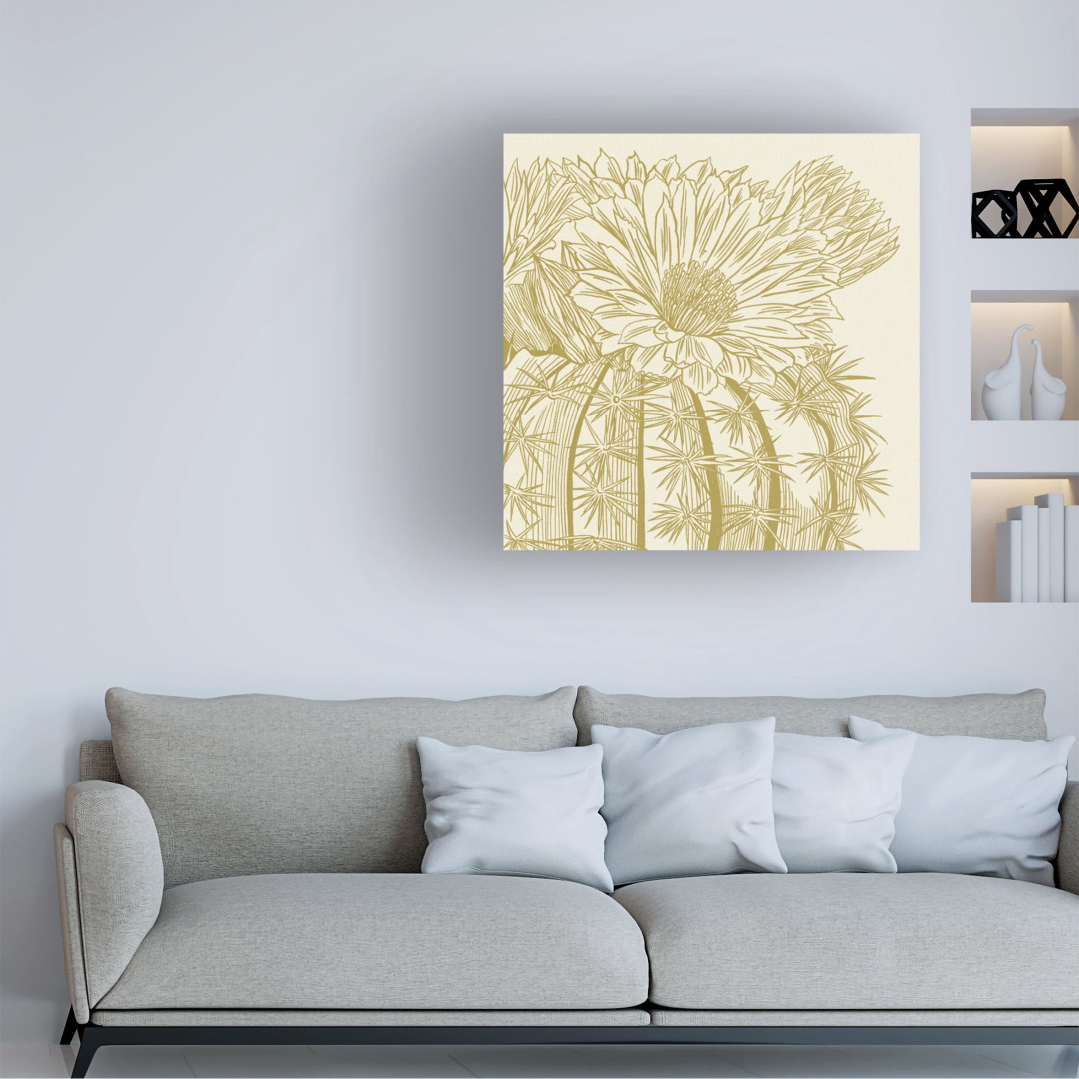 Canvas Wall Art - Melissa Wang 'Graphic Cactus Bloom II' Wall Art for Living Room, Bedroom, or Office Décor by Trademark Fine Art - 24 x 24 Inches