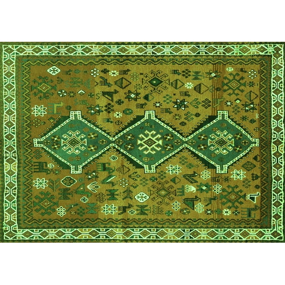 Ahgly Company Indoor Rectangle Persian Green Traditional Area Rugs, 5' x 8'