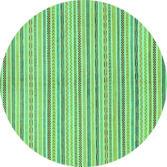 Ahgly Company Machine Washable Indoor Round Abstract Turquoise Blue Modern Area Rugs, 4' Round