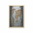 thumbnail image 1 of Wanderlust Wall Art with Frame, World Map on Old Brick Wall Countries Continents Aged Vintage Rough, Printed Fabric Poster for Bathroom Living Room, 23" x 35", Pale Grey Pale Brown, by Ambesonne, 1 of 2